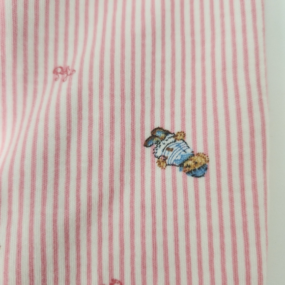 ralph lauren snap up footed onsie sz 6mos girls pink stripe w bears baby cloths - Picture 2 of 5